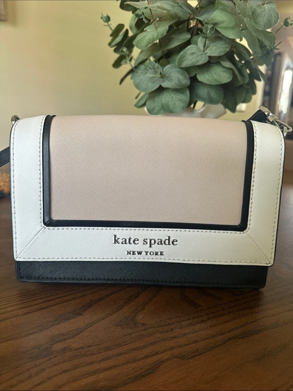 kate spade Colorblock Leather Crossbody Bag - Tan, Off White, Black